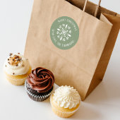 Vrolijk Kerstmis Eenvoudig Elegant Sneeuwvlok Ontw Ronde Sticker