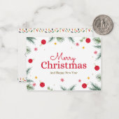 Vrolijk Kerstmis eenvoudig en elegant Notitiekaartje (Voorkant / Achterkant in situ)