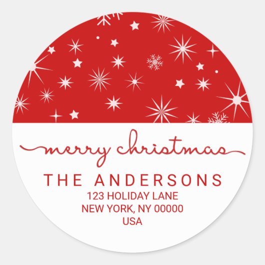 Vrolijk Kerstmis Eenvoudig Handgeschreven Terugkee Ronde Sticker (Voorkant)