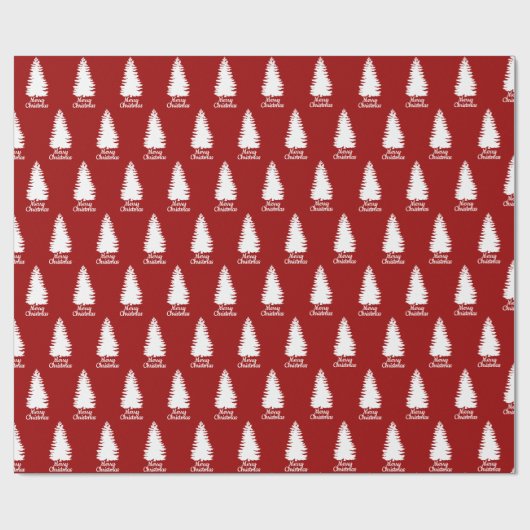 Vrolijk Kerstmis Eenvoudig Helder Rood & Wit Cadeaupapier (Vlak)