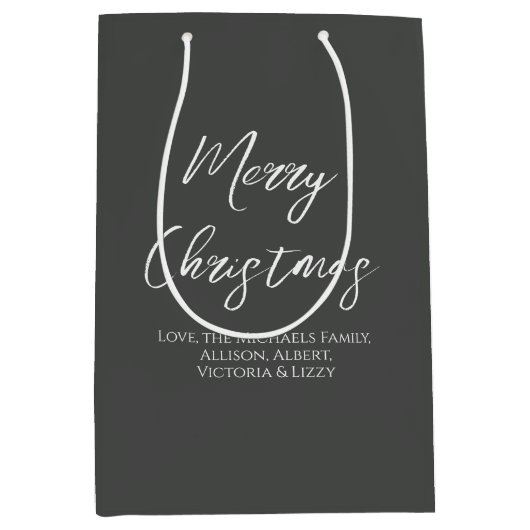 Vrolijk Kerstmis Eenvoudig Minimalistisch Manuscri Medium Cadeauzakje (Voorkant)