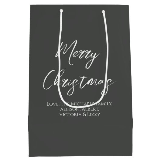 Vrolijk Kerstmis Eenvoudig Minimalistisch Manuscri Medium Cadeauzakje (Achterkant)