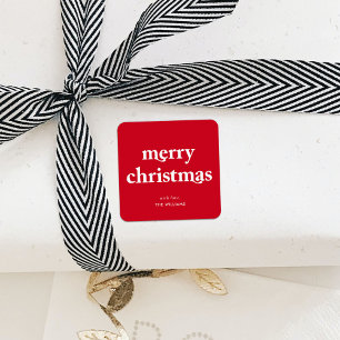 Vrolijk Kerstmis Eenvoudig Minimalistisch Rood Vierkante Sticker