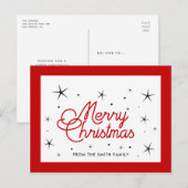 Vrolijk Kerstmis eenvoudig rood en wit Briefkaart (Voorkant / Achterkant)
