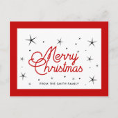 Vrolijk Kerstmis eenvoudig rood en wit Briefkaart (Voorkant)