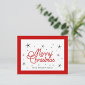 Vrolijk Kerstmis eenvoudig rood en wit Briefkaart (Staand voorkant)