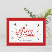Vrolijk Kerstmis eenvoudig rood en wit Feestdagenkaart (Staand voorkant)