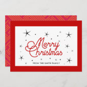 Vrolijk Kerstmis eenvoudig rood en wit Feestdagenkaart (Voorkant / Achterkant)