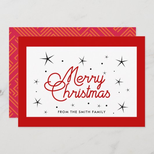 Vrolijk Kerstmis eenvoudig rood en wit Feestdagenkaart (Voorkant / Achterkant)