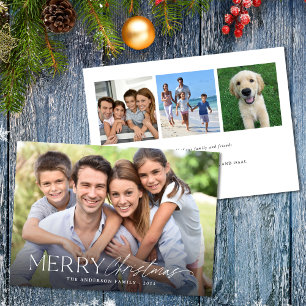Vrolijk Kerstmis Eenvoudig Script 4 Foto Feestdagenkaart