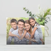 Vrolijk Kerstmis Eenvoudig Script Foto Feestdagenkaart (Staand voorkant)
