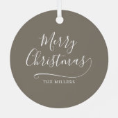 Vrolijk Kerstmis Eenvoudig Script Metalen Ornament (Achterkant)