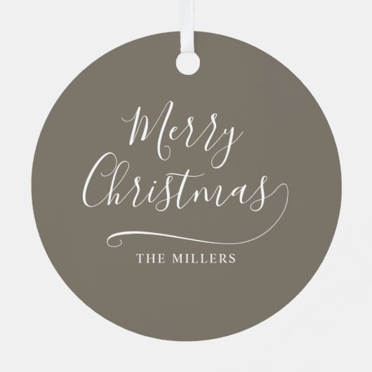Vrolijk Kerstmis Eenvoudig Script Metalen Ornament (Achterkant)