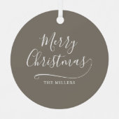 Vrolijk Kerstmis Eenvoudig Script Metalen Ornament (Voorkant)