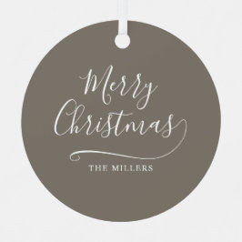 Vrolijk Kerstmis Eenvoudig Script Metalen Ornament