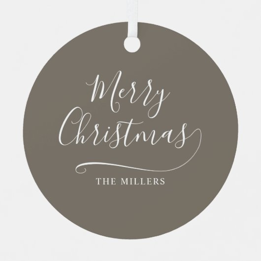 Vrolijk Kerstmis Eenvoudig Script Metalen Ornament (Voorkant)