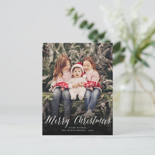 Vrolijk Kerstmis Eenvoudig Script Moderne Klassiek Feestdagenkaart (Staand voorkant)