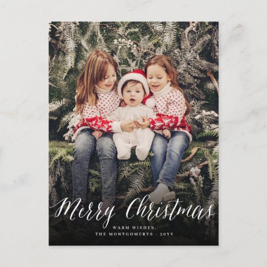 Vrolijk Kerstmis Eenvoudig Script Moderne Klassiek Feestdagenkaart (Voorkant)