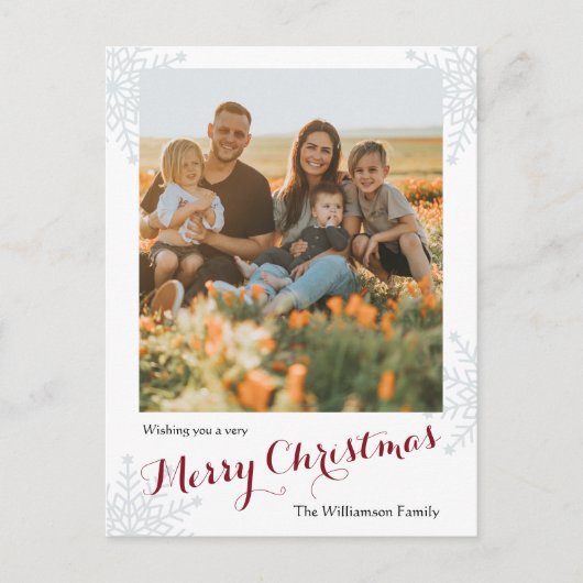 Vrolijk Kerstmis Eenvoudige Aangepaste Familie Fot Feestdagenkaart (Voorkant)