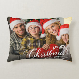 Vrolijk Kerstmis Eenvoudige Aangepaste Foto Accent Kussen