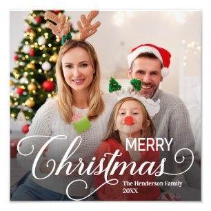 Vrolijk Kerstmis Eenvoudige Aangepaste Foto Afdruk