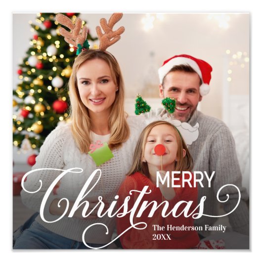 Vrolijk Kerstmis Eenvoudige Aangepaste Foto Afdruk (Voorkant)