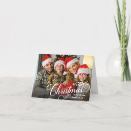 Vrolijk Kerstmis Eenvoudige Aangepaste Foto Bedankkaart