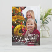 Vrolijk Kerstmis Eenvoudige Aangepaste Foto Bedankkaart (Staand voorkant)