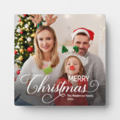 Vrolijk Kerstmis Eenvoudige Aangepaste Foto Fotoplaat (Voorkant)