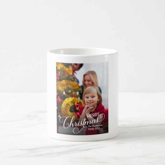 Vrolijk Kerstmis Eenvoudige Aangepaste Foto Koffiemok (Center)