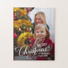Vrolijk Kerstmis Eenvoudige Aangepaste Foto Legpuzzel