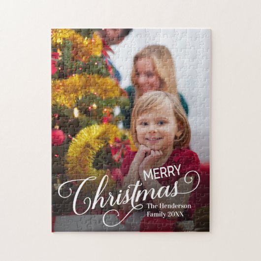 Vrolijk Kerstmis Eenvoudige Aangepaste Foto Legpuzzel (Verticaal)