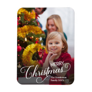 Vrolijk Kerstmis Eenvoudige Aangepaste Foto Magneet