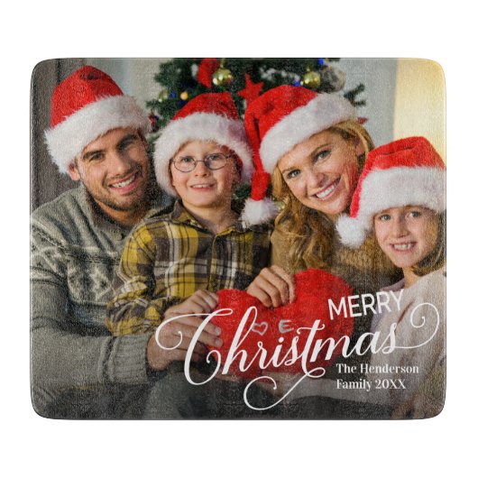 Vrolijk Kerstmis Eenvoudige Aangepaste Foto Snijplank (Voorkant)