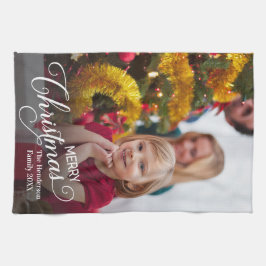 Vrolijk Kerstmis Eenvoudige Aangepaste Foto Theedoek