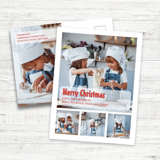 Vrolijk Kerstmis Eenvoudige Fotocollage Groet Feestdagenkaart