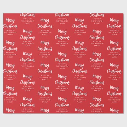 Vrolijk Kerstmis Eenvoudige Kalligrafie Script Roo Cadeaupapier (Vlak)