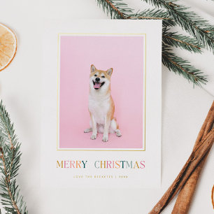 Vrolijk Kerstmis Eenvoudige Kleurrijke Kerstmisfot Folie Feestdagenkaart