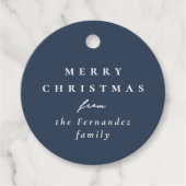Vrolijk Kerstmis eenvoudige marine blauw gepersona Bedankjes Labels (Voorkant)