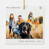 Vrolijk Kerstmis eenvoudige minimale familie foto Keramisch Ornament (Achterkant)