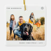 Vrolijk Kerstmis eenvoudige minimale familie foto Keramisch Ornament (Voorkant)