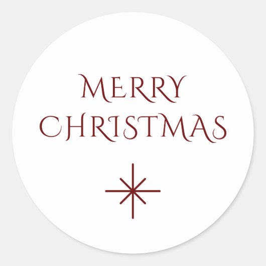 Vrolijk Kerstmis Eenvoudige Minimale Rode Sneeuwvl Ronde Sticker (Voorkant)