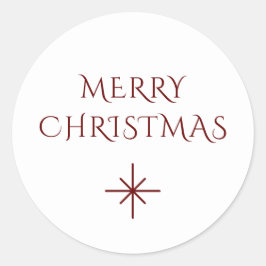 Vrolijk Kerstmis Eenvoudige Minimale Rode Sneeuwvl Ronde Sticker