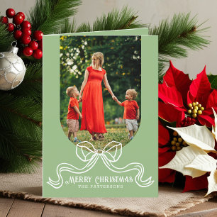 Vrolijk Kerstmis Eenvoudige Moderne Coquette Bow F Feestdagen Kaart