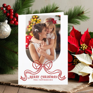 Vrolijk Kerstmis Eenvoudige Moderne Coquette Bow F Feestdagen Kaart