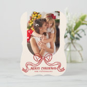 Vrolijk Kerstmis Eenvoudige Moderne Coquette Bow F Feestdagenkaart (Staand voorkant)