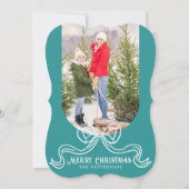 Vrolijk Kerstmis Eenvoudige Moderne Coquette Bow F Feestdagenkaart (Voorkant)