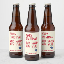 Vrolijk Kerstmis Eenvoudige Moderne Typografie Bier Etiket