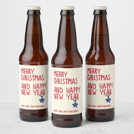 Vrolijk Kerstmis Eenvoudige Moderne Typografie Bier Etiket (Flessen)