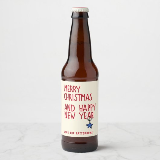 Vrolijk Kerstmis Eenvoudige Moderne Typografie Bier Etiket (Voorkant)